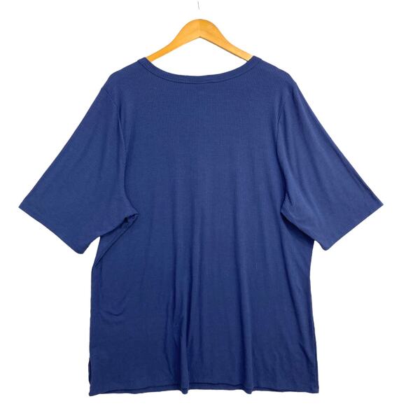 Torrid Knit Top Women's Size 4 Blue Solid Print Short Sleeve Round Neck Blouse - Picture 2 of 9